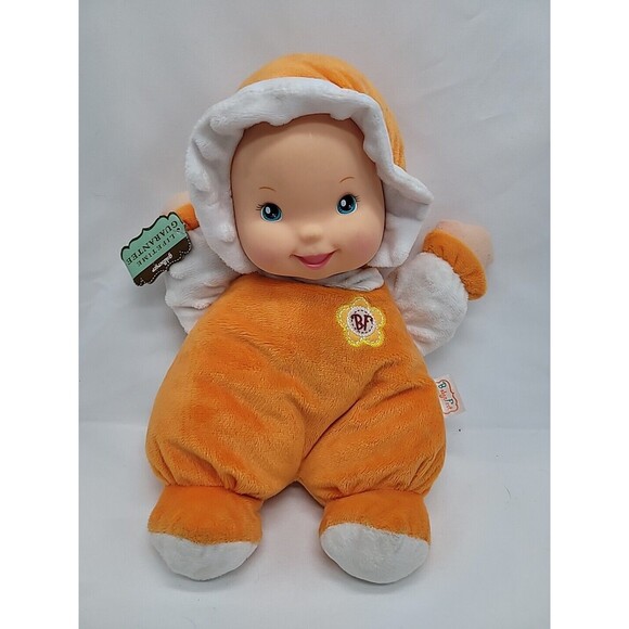 Baby's First Minky Soft Plush Doll Lovey Rattle Orange 11.5" Goldberger Toy New - Picture 1 of 10
